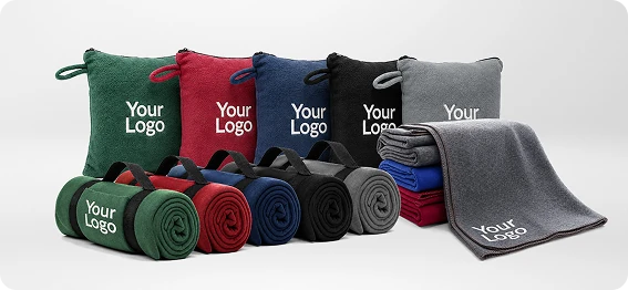 Private label blanket collection embroidered with custom brand logos