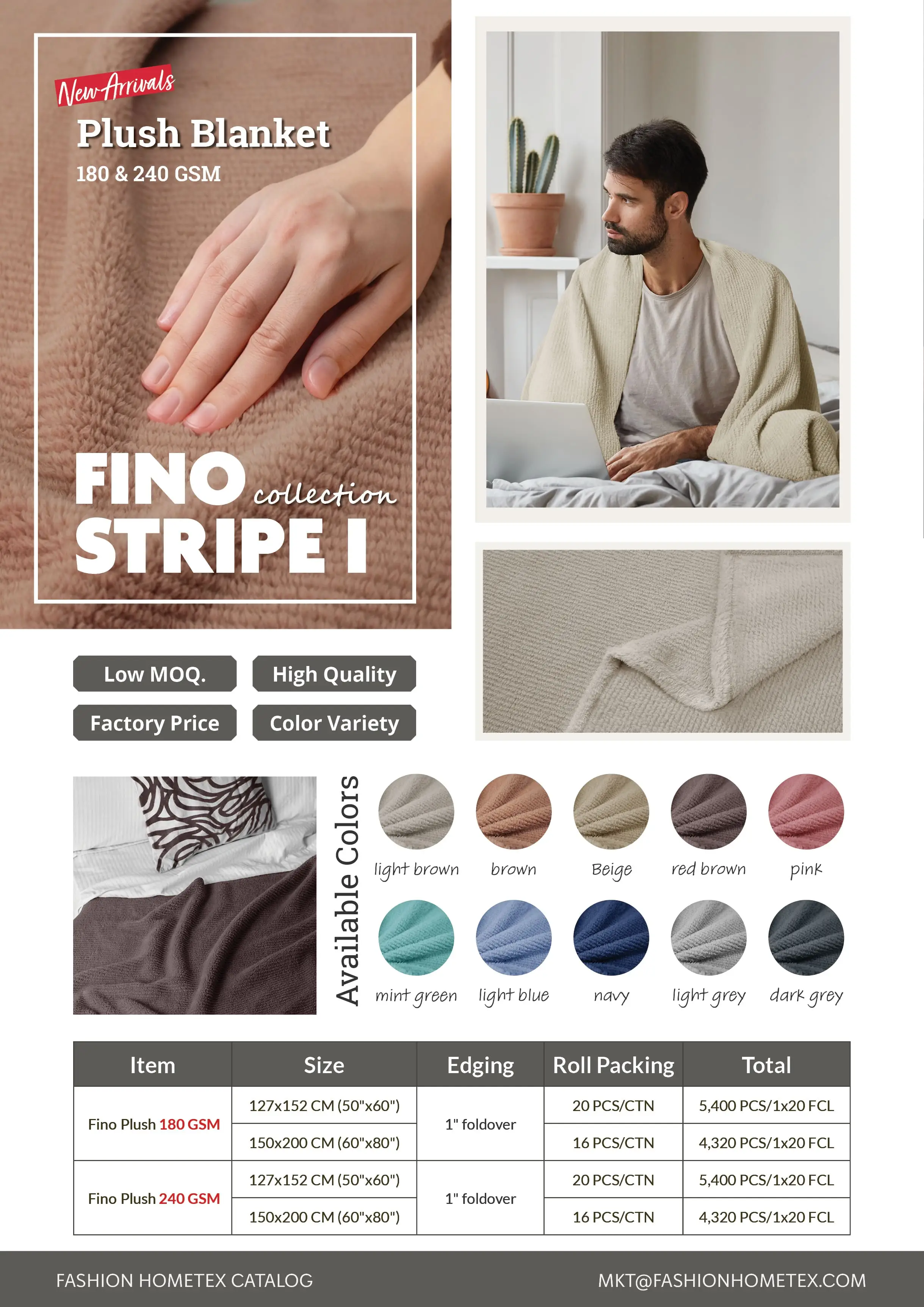 Fino Plush Blanket | Thin Striped Textured