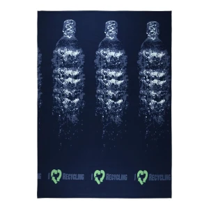 100% Recycled Polyester Bottles Printed Fleece Blanket - I Love Recycling (Navy)