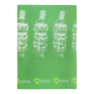 100% Recycled Polyester Bottles Printed Fleece Blanket - I Love Recycling (Green)