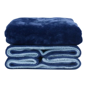 100% Recycled Polyester Duo Shades Reversible Plush Throw (Navy)