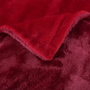 100% Recycled Polyester Duo Shades Reversible Plush Throw (Red)