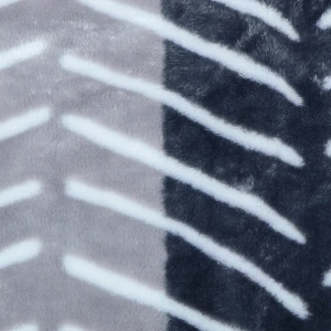 100% Recycled Polyester Fishbone Printed Plush Reversible Sherpa Blanket (Grey, White)