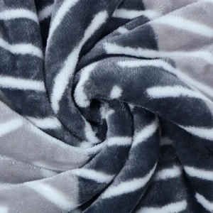 100% Recycled Polyester Fishbone Printed Plush Reversible Sherpa Blanket (Grey, White)