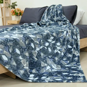 100% Recycled Polyester Frosted Printed Plush Blanket (Charcoal)