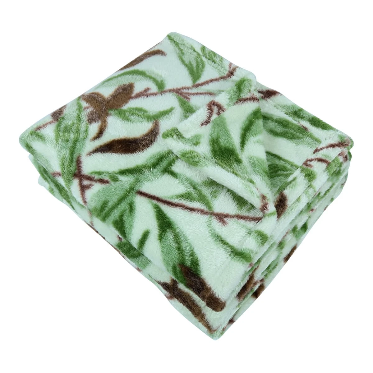 100% Recycled Polyester Frosted Printed Plush Blanket (Leaves)