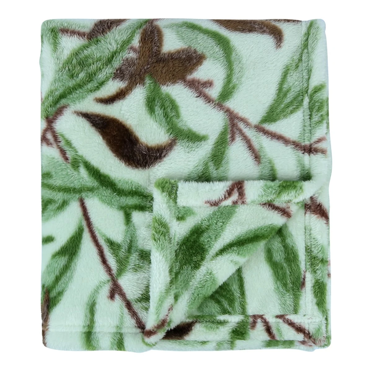 100% Recycled Polyester Frosted Printed Plush Blanket (Leaves)