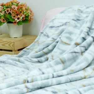 100% Recycled Polyester Frosted Printed Plush Blanket (Marble)