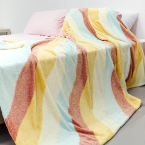 100% Recycled Polyester Frosted Printed Plush Blanket (Summer Stripes)