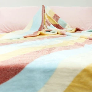 100% Recycled Polyester Frosted Printed Plush Blanket (Summer Stripes)