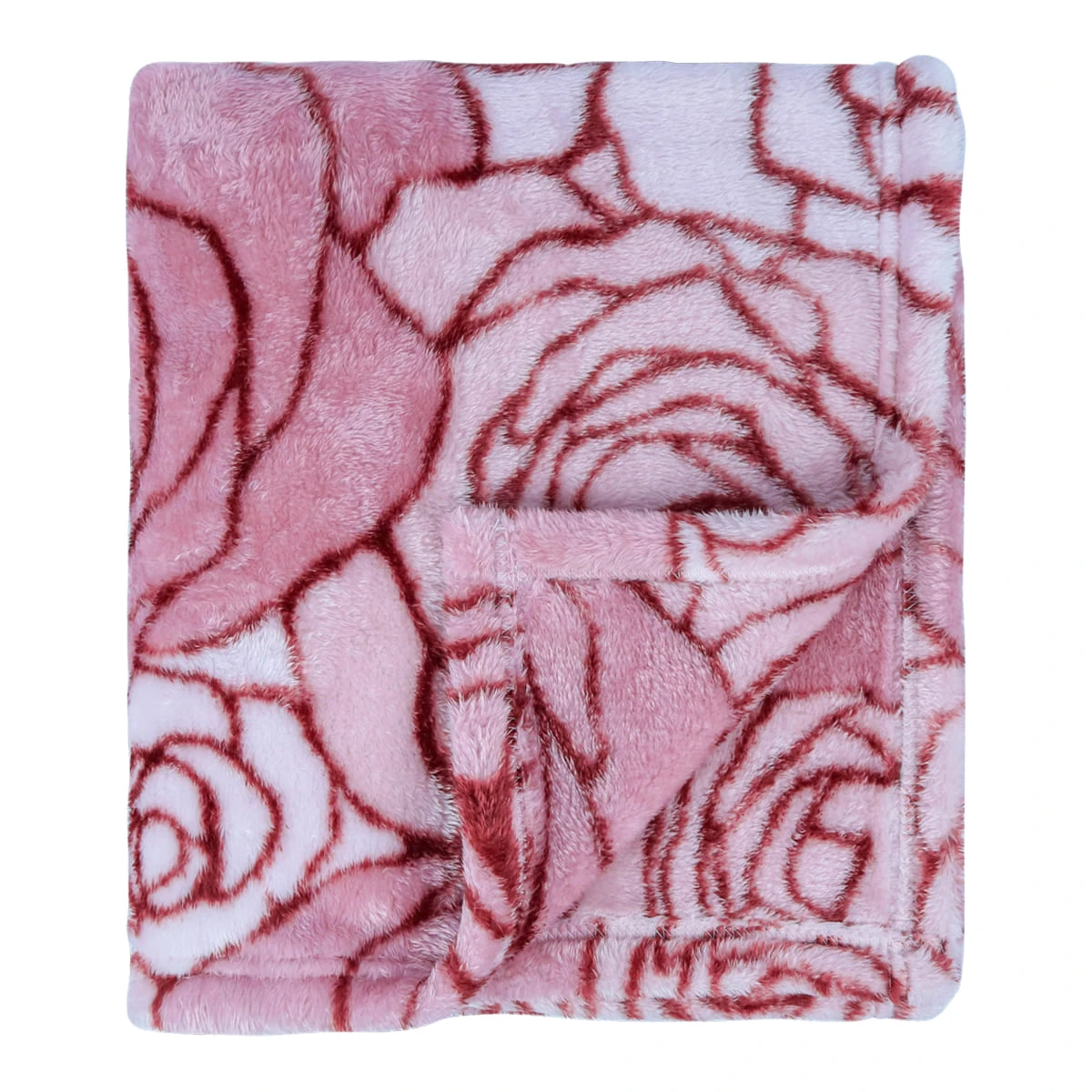 100% Recycled Polyester Frosted Printed Plush Blanket (Pink Roses)