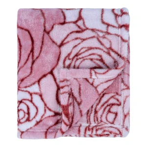 100% Recycled Polyester Frosted Printed Plush Blanket (Pink Roses)