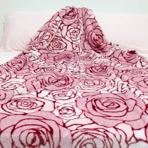 100% Recycled Polyester Frosted Printed Plush Blanket (Pink Roses)
