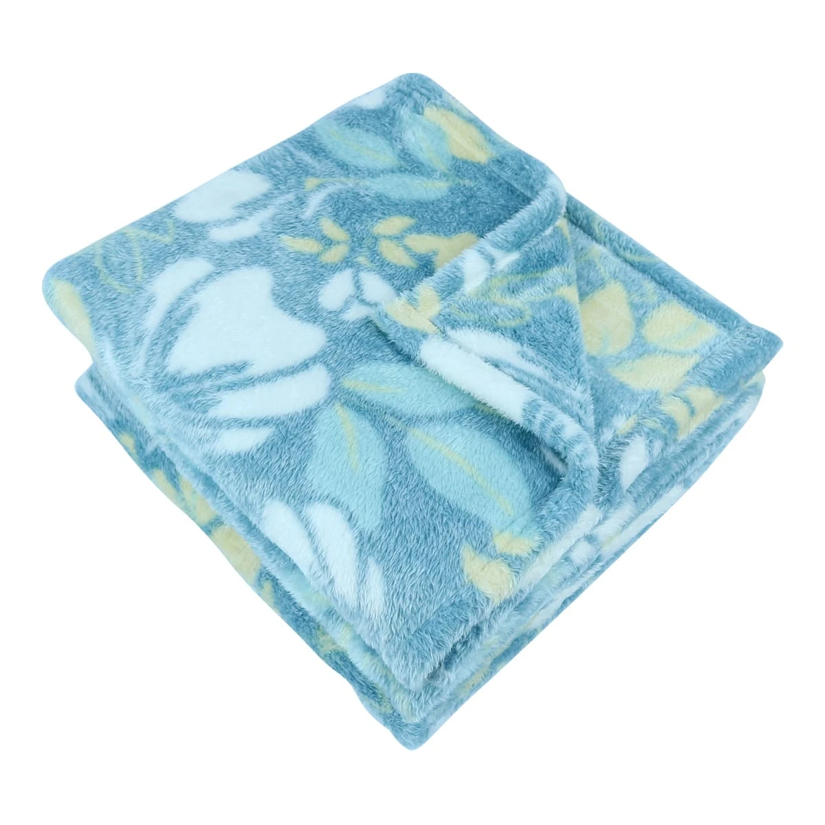 100% Recycled Polyester Frosted Printed Plush Blanket (Blue Flowers)