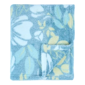 100% Recycled Polyester Frosted Printed Plush Blanket (Blue Flowers)