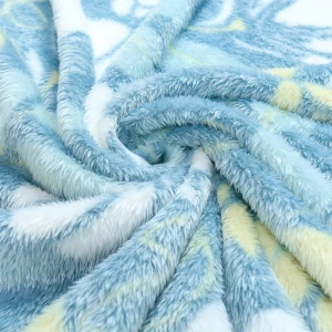 100% Recycled Polyester Frosted Printed Plush Blanket (Blue Flowers)