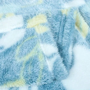 100% Recycled Polyester Frosted Printed Plush Blanket (Blue Flowers)