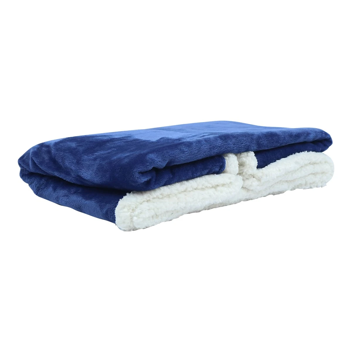 100% Recycled Polyester Plush Reversible Sherpa Blanket (Navy)