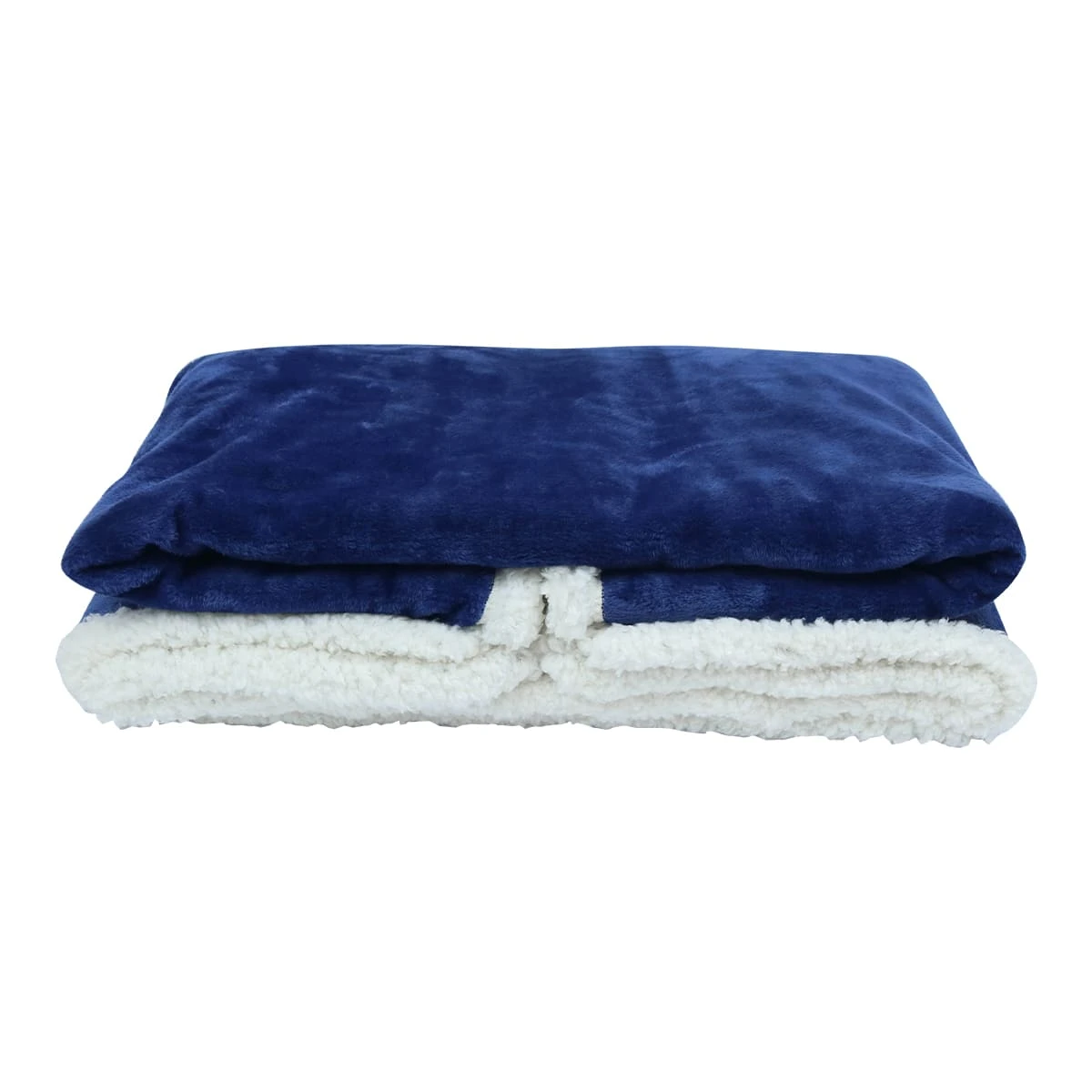 100% Recycled Polyester Plush Reversible Sherpa Blanket (Navy)