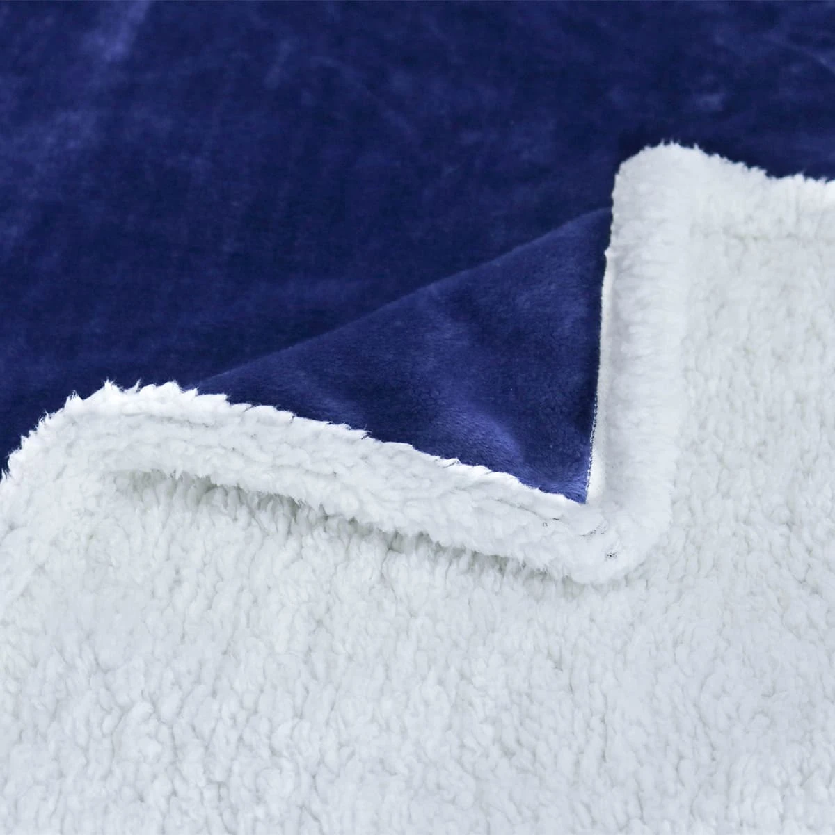 100% Recycled Polyester Plush Reversible Sherpa Blanket (Navy)