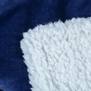 100% Recycled Polyester Plush Reversible Sherpa Blanket (Navy)