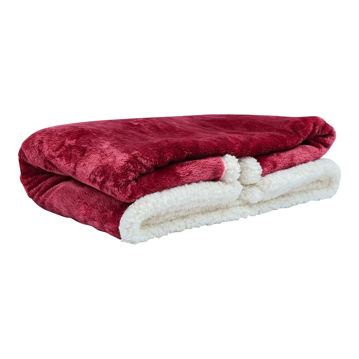 100% Recycled Polyester Plush Reversible Sherpa Blanket (Red)