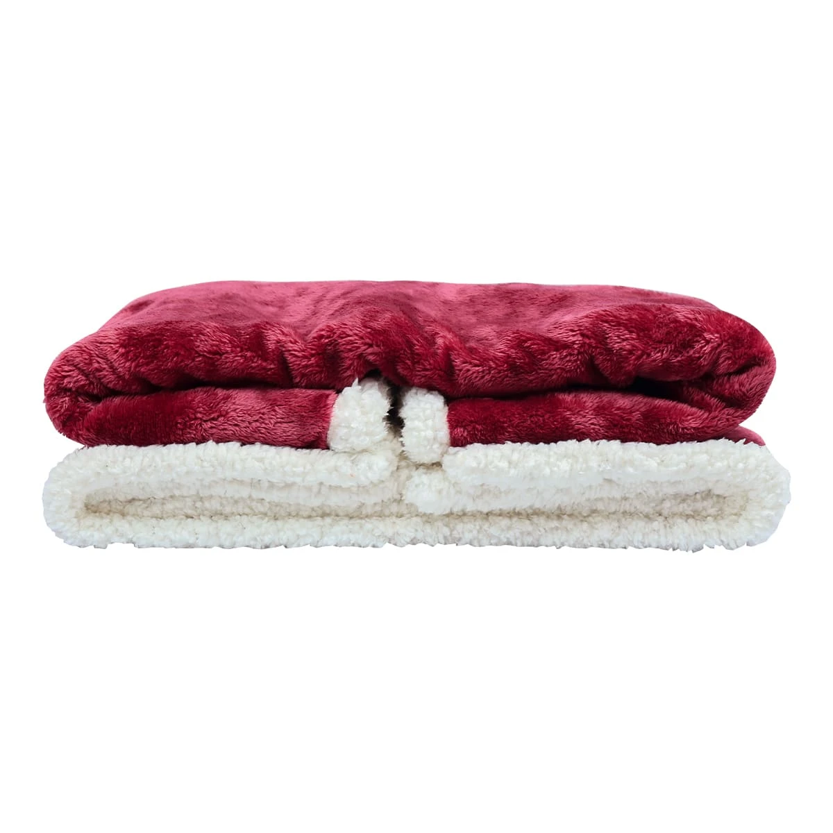 100% Recycled Polyester Plush Reversible Sherpa Blanket (Red)