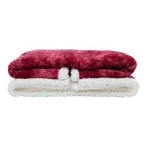 100% Recycled Polyester Plush Reversible Sherpa Blanket (Red)