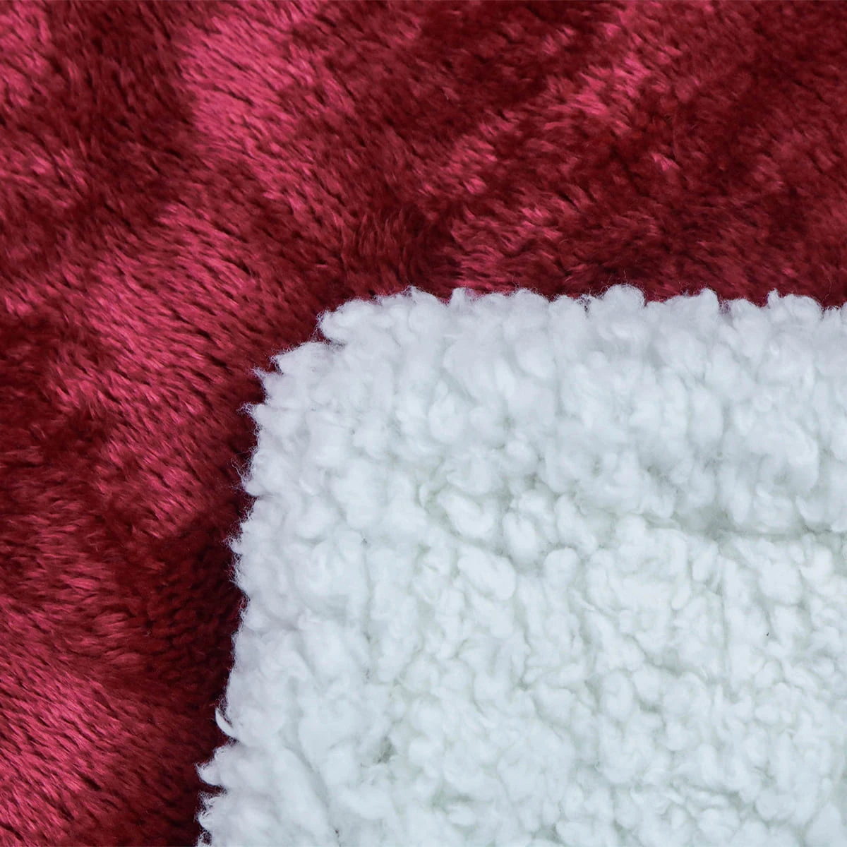 100% Recycled Polyester Plush Reversible Sherpa Blanket (Red)