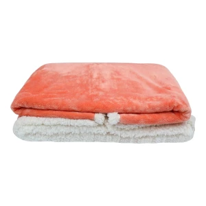 100% Recycled Polyester Plush Reversible Sherpa Blanket (Old Rose)