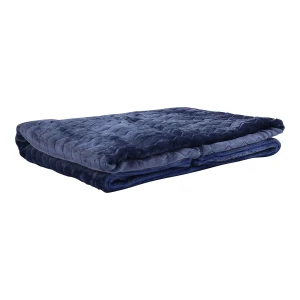 100% Recycled Polyester Zig Zag Pattern Jacquard Flannel Reversible Plush Blanket (Navy)