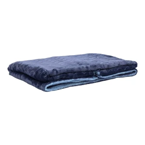 100% Recycled Polyester Zig Zag Pattern Jacquard Flannel Reversible Plush Blanket (Navy, Blue)