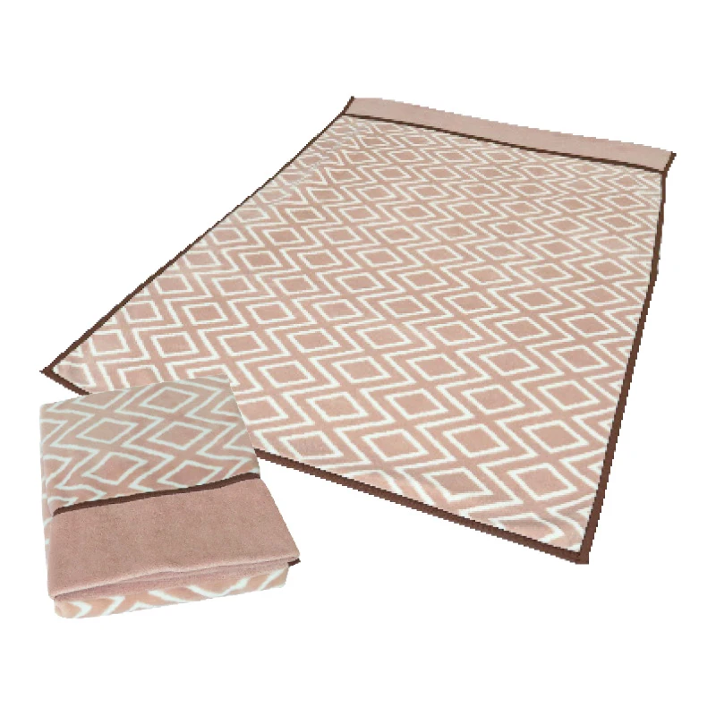 2 Piece Blanket with Collar - Diamond Printed Mink (Pink)