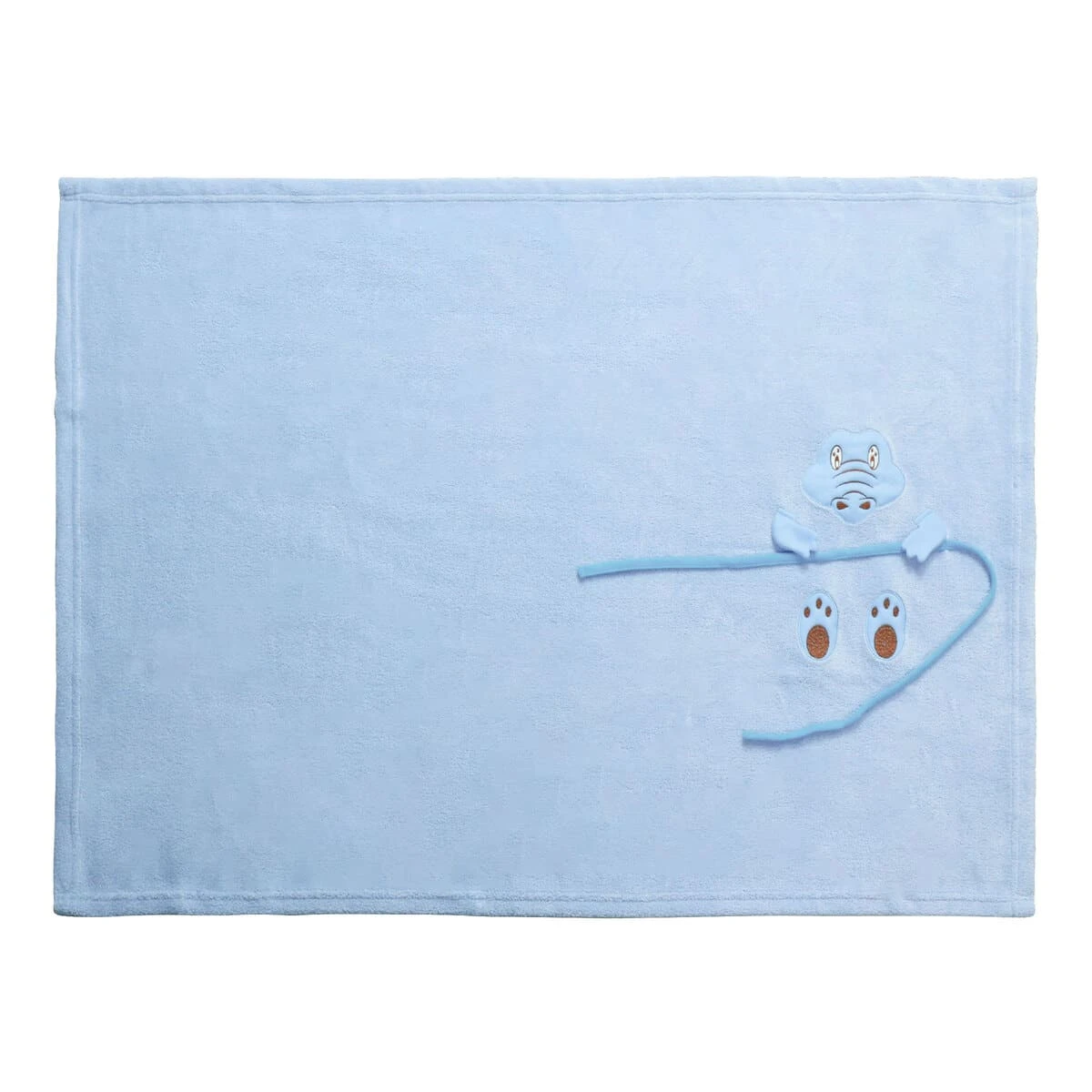 3D Crocodile Embroidery Plush Baby Blanket (Blue)