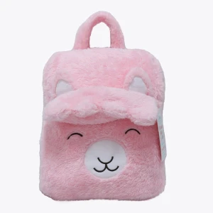 Alpaca Plush Blanket Backpack (Pink)