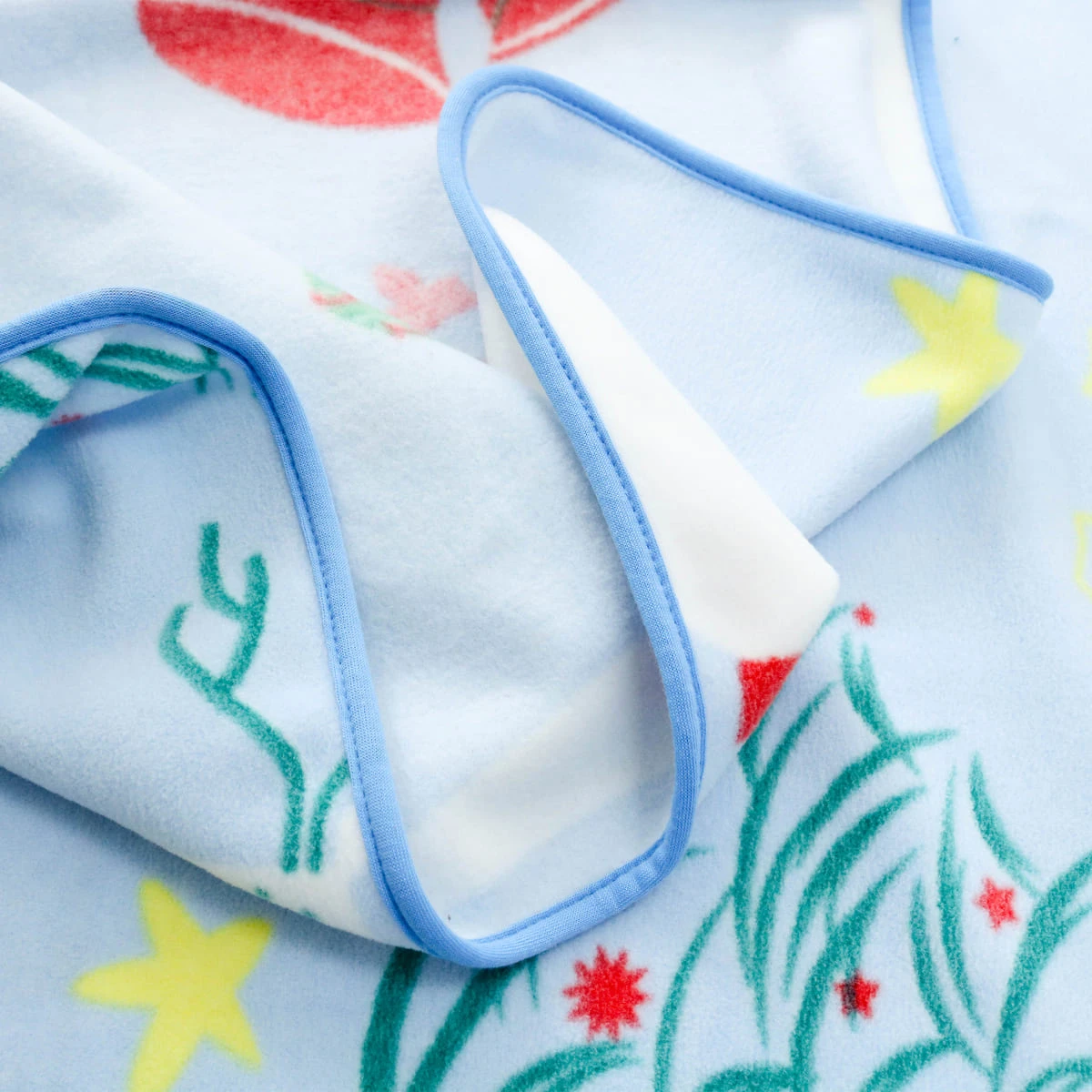 Angel Snow Printed Fleece Baby Blanket with Binding Edging (Blue)