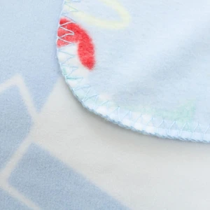 Angel Snow Printed Fleece Baby Blanket with T-stitch Edging (Blue)