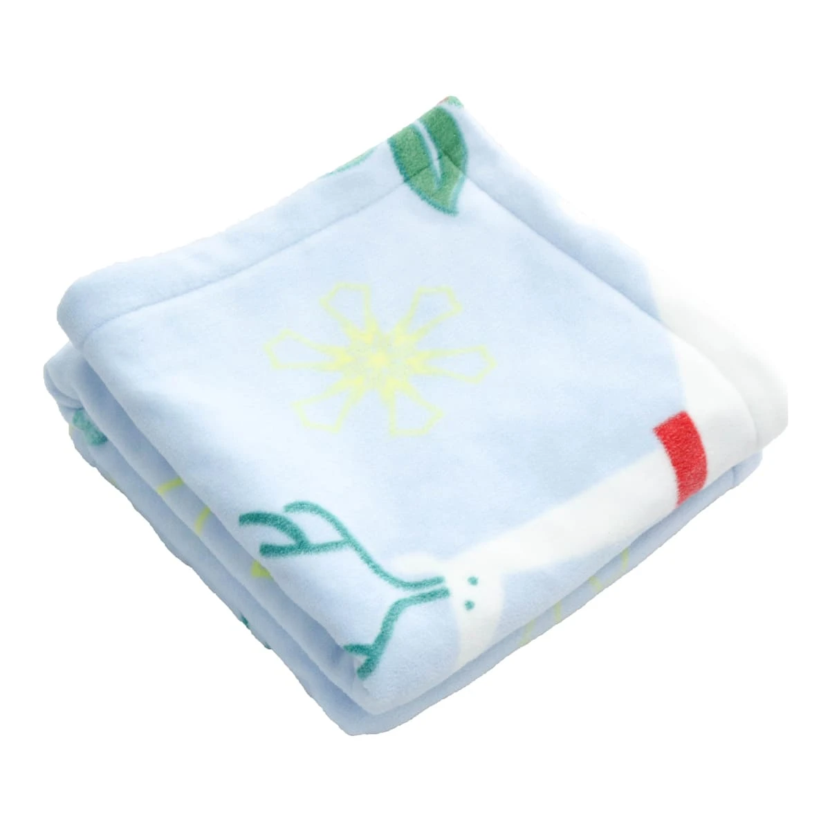 Angel Snow Printed Fleece Reversible to White Dimple Touch Baby Blanket with Foldover Edging (Blue)