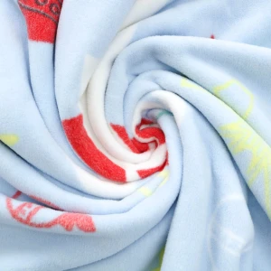 Angel Snow Printed Fleece Reversible to White Dimple Touch Baby Blanket with Foldover Edging (Blue)