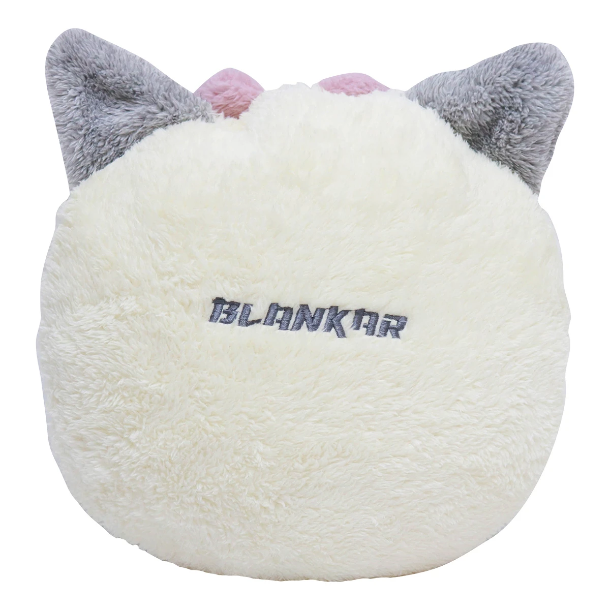 Blankar 3D Embroidery Face Shape Flannel Pillow Blanket (White,Pink)