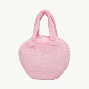 Blankar 3D Embroidery Heart Shape Plush Tote Bag Blanket (Pink)