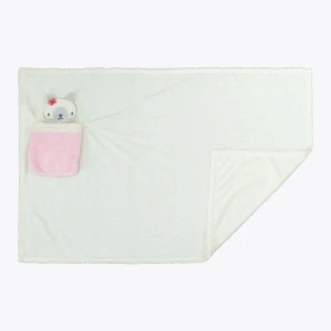 Blankar 3D Embroidery Portable Plush Blanket (White)