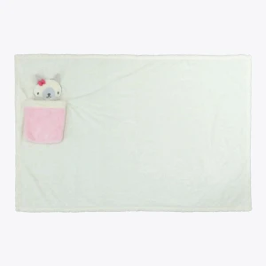 Blankar 3D Embroidery Portable Plush Blanket (White)