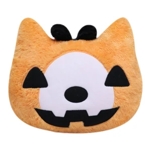 Blankar V2 (Halloween Collection) 3D Embroidery Plush Pillow Blanket (Orange,Yellow)