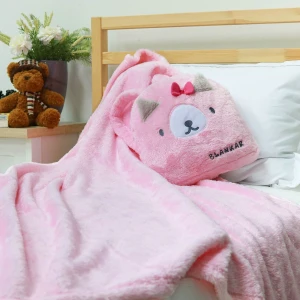 Blankar V2 3D Embroidery Plush Backpack Blanket (Pink)