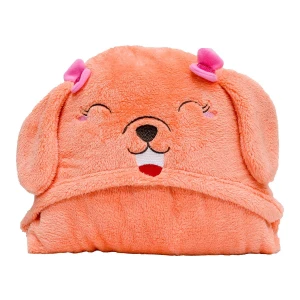 Bright 3D Embroidery Hooded Plush Blanket (Orange)