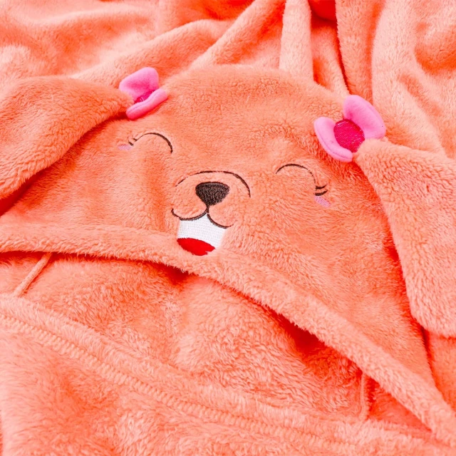 Bright 3D Embroidery Hooded Plush Blanket (Orange)
