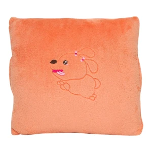 Bright Embroidery Flannel Hand Warmer Pillow Blanket (Orange)