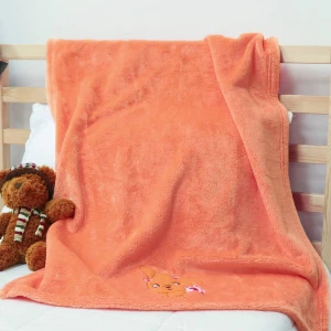 Bright Embroidery Plush Baby Blanket (Orange)