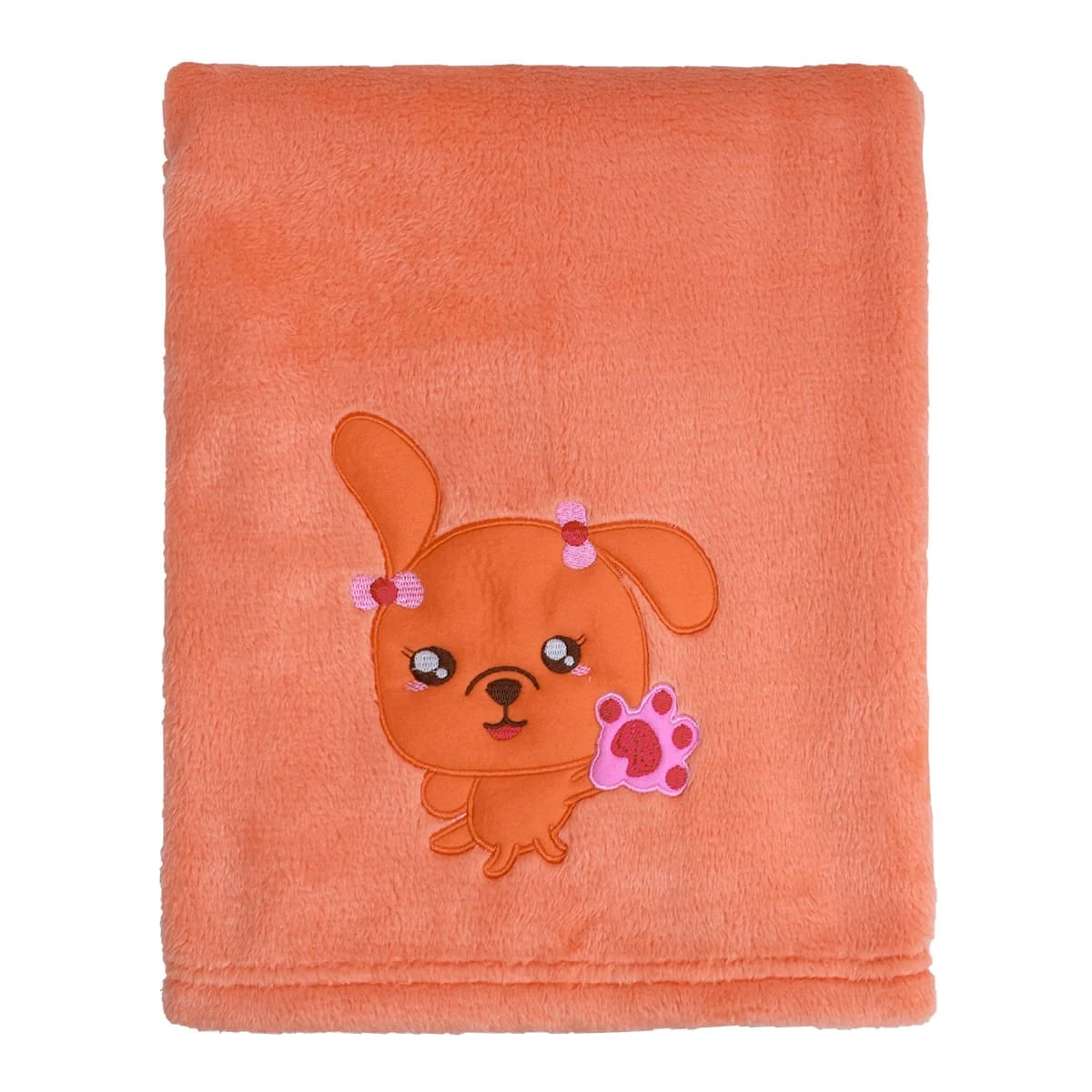 Bright Embroidery Plush Baby Blanket (Orange)